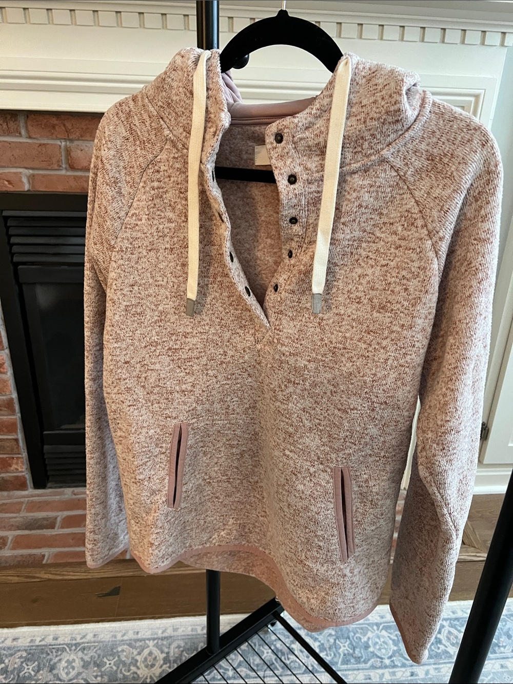 Thread & Supply Blush Heather Snap-Neck Hoodie Pullover